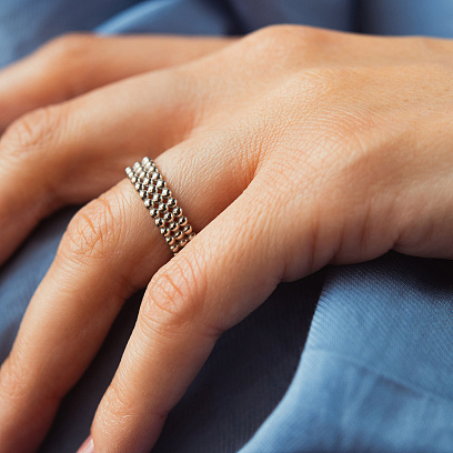 Каблучка "Рейчел" з кульками (срібло) mini 7399 №4