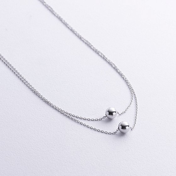 Двойное серебряное колье "Шарики" 908-01345 №2