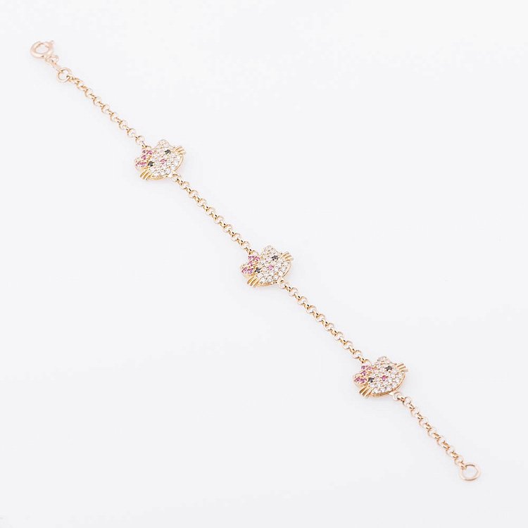 Детский золотой браслет с котиками б01310 от ювелирного магазина Оникс - 1