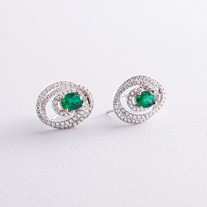 Золоті сережки зі смарагдами і діамантами doubs654 №3