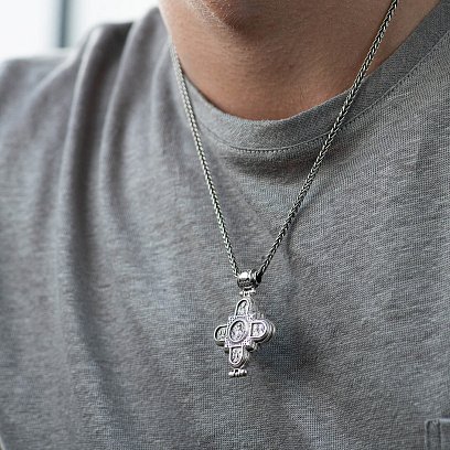 Мощевик из серебра с чернением " Господь Вседержитель. Божия Матерь" 131779 №4