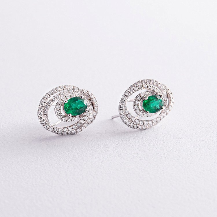 Золоті сережки зі смарагдами і діамантами doubs654 від ювелірного магазину Онікс - 2