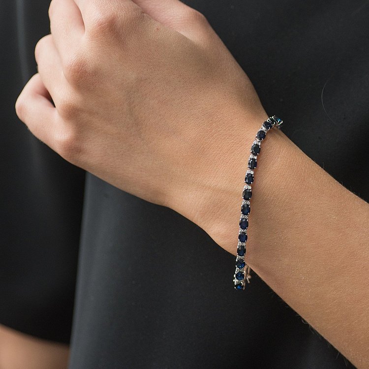 Золотой браслет с бриллиантами и сапфирами бб0010gl от ювелирного магазина Оникс - 1