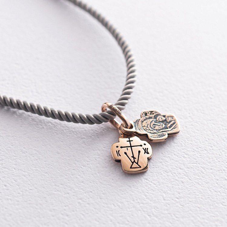 Золотая ладанка с Божьей Матерью (чернение) п03245 от ювелирного магазина Оникс - 6