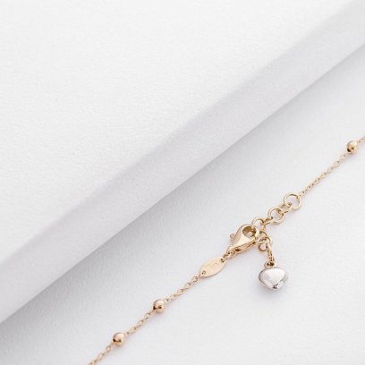 Золотой браслет на ногу с сердечками б04024 №2