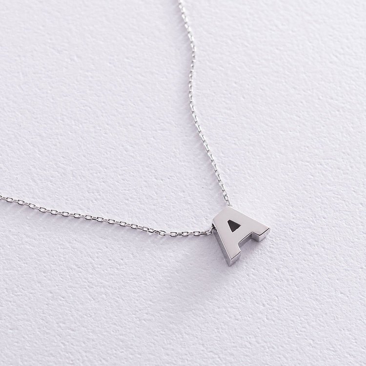 Кольє з буквою "А" в білому золоті кол01254А від ювелірного магазину Онікс - 2