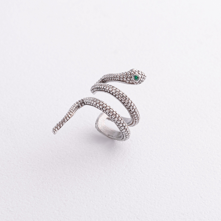Сережка - каффа "Змія" в білому золоті с09529 від ювелірного магазину Онікс - 1