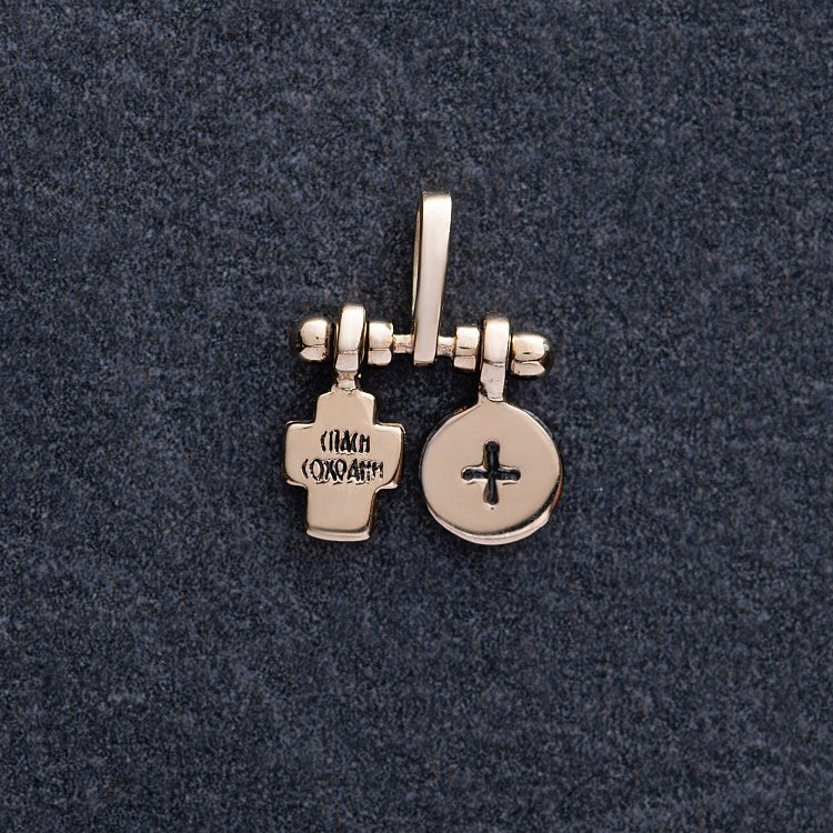 Золотая подвеска c крестиком и ладанкой п03792 от ювелирного магазина Оникс - 5