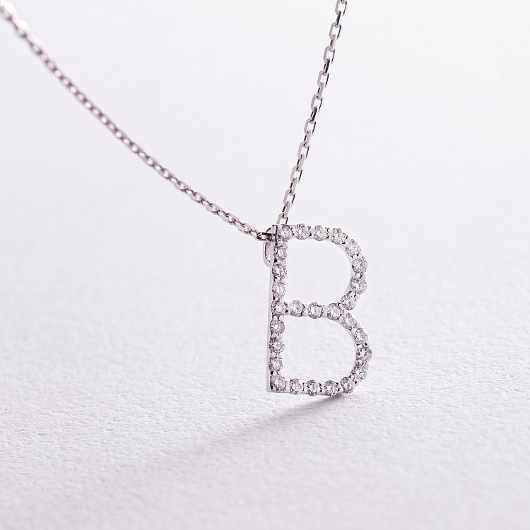 Золотое колье с буквой "В" с бриллиантами 133571121 от ювелирного магазина Оникс