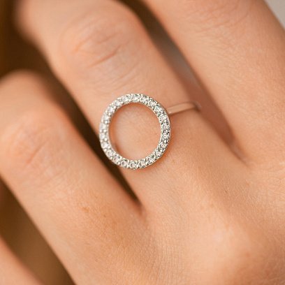 Каблучка "Кругообіг" у білому золоті (фіаніти) к08151 №4