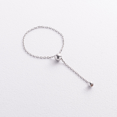 Каблучка "Кулька на ланцюжку" у білому золоті к08112