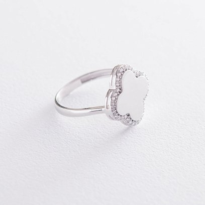 Золотое кольцо "Клевер" с фианитами к06218