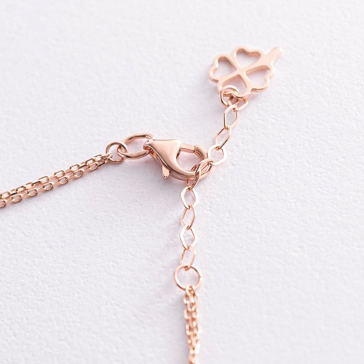 Подвійний браслет "Конюшина" в червоному золоті (перламутр) б04826 від ювелірного магазину Онікс - 4