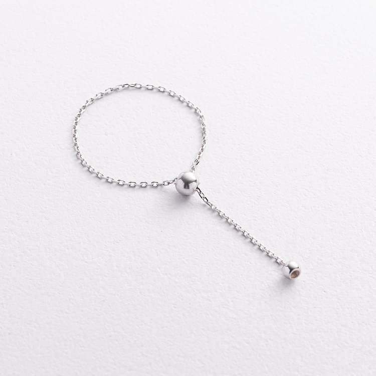 Каблучка "Кулька на ланцюжку" у білому золоті к08112 від ювелірного магазину Онікс