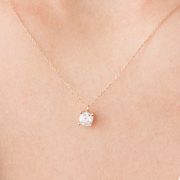 Золотое колье с фианитом кол01211 от ювелирного магазина Оникс - 3