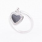 Серебряное кольцо сердечко с фианитами 111974 от ювелирного магазина Оникс - 1