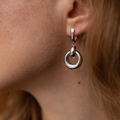 Серьги "Дакота" в белом золоте с08113