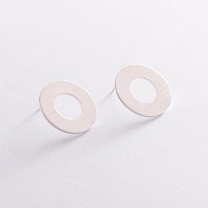 Серебряные серьги - пусеты "Матовые" 123156 №2