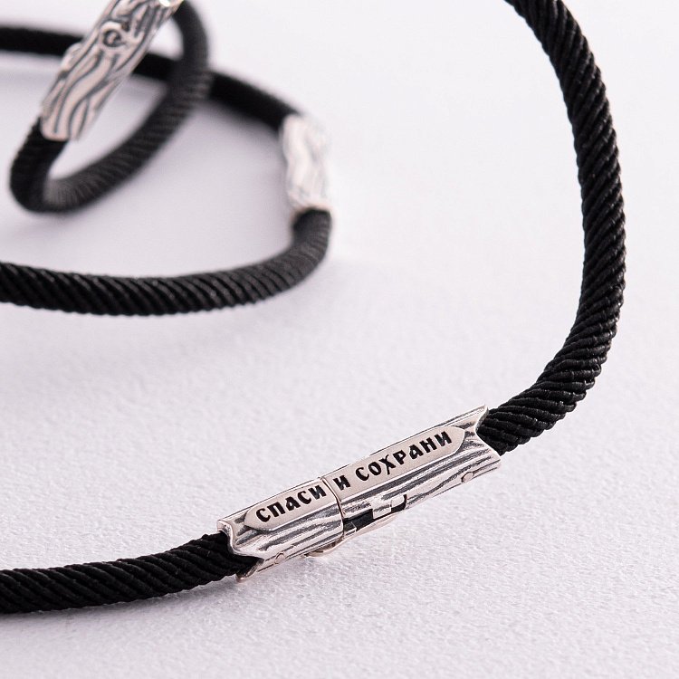 Православний срібний хрест "Розп'яття. Спаси та Збережи" на шнурку 846 від ювелірного магазину Онікс - 6