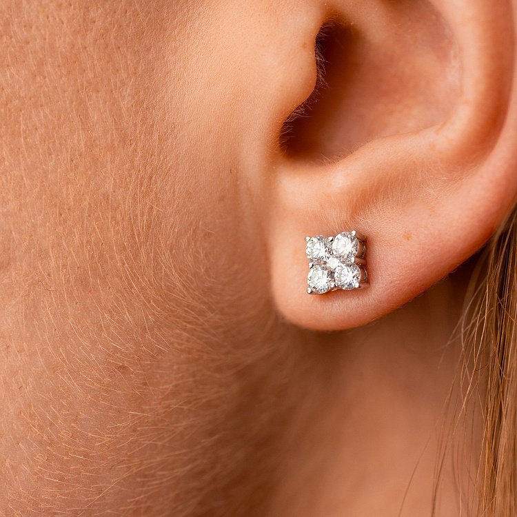 Золоті сережки - пусети з діамантами сб0552mi від ювелірного магазину Онікс - 3