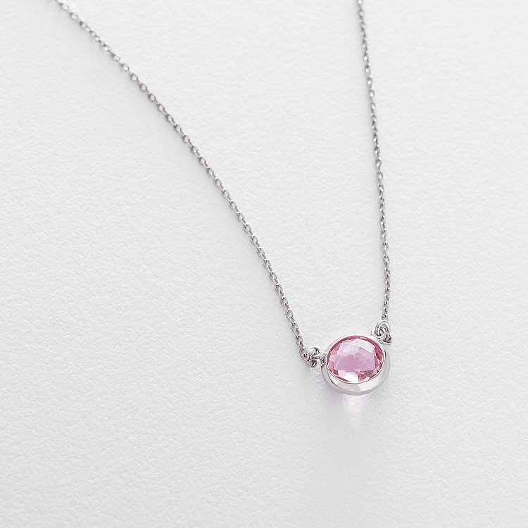 Срібне кольє з синтетичним кварцом 18858 від ювелірного магазину Онікс