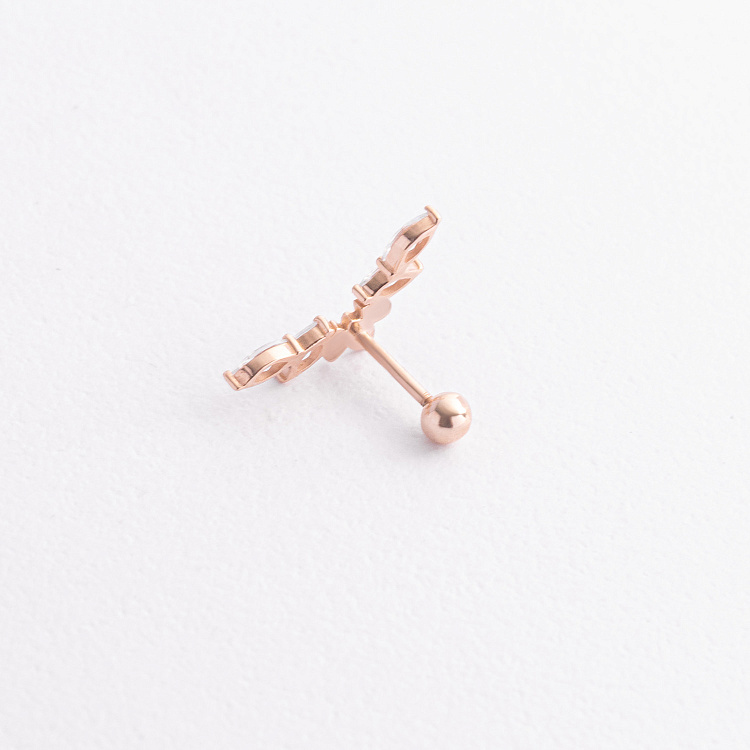 Одиночная золотая серьга в хрящ ушка (фианиты) з40067ч от ювелирного магазина Оникс - 2