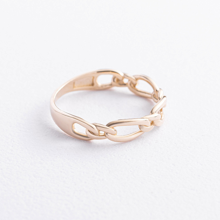 Каблучка "Ланцюжок" у жовтому золоті к08510 від ювелірного магазину Онікс - 1