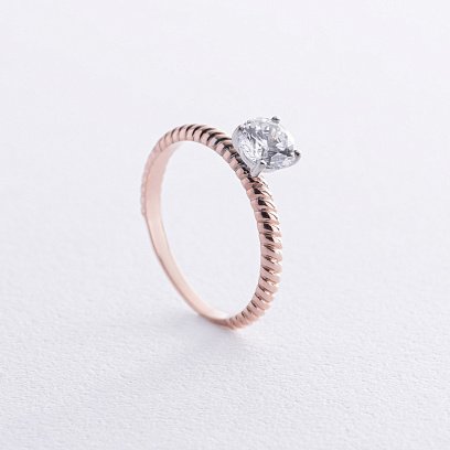 Помолвочное золотое кольцо с фианитом к07638