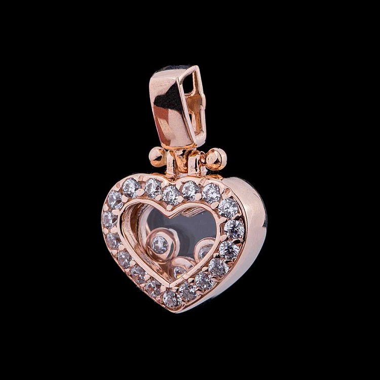 Золотая подвеска "Сердце" (фианиты) п02494 от ювелирного магазина Оникс
