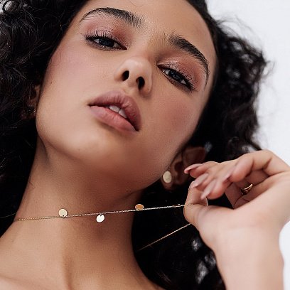 Золотое колье с монетками кол01442 №13