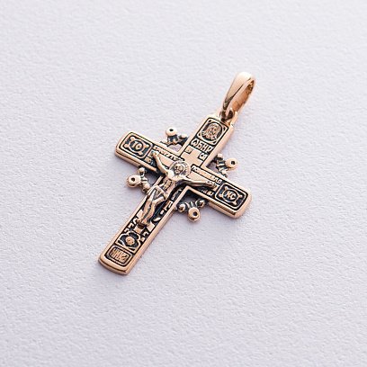 Золотой крест "Распятие". Молитва "Да воскреснет Бог" п02418