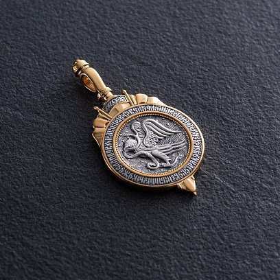 Серебряная подвеска "Димитрий Солунский" с позолотой 132390 №5