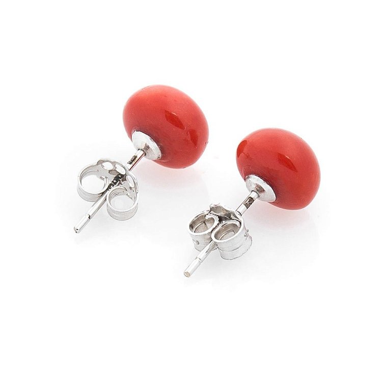 Золотые серьги-пусеты (коралл) сб0141sa от ювелирного магазина Оникс - 1