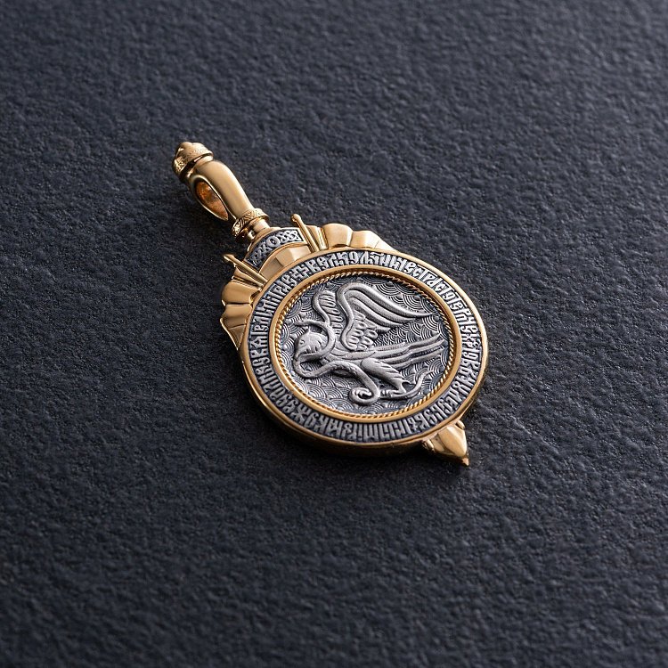 Серебряная подвеска "Димитрий Солунский" с позолотой 132390 от ювелирного магазина Оникс - 4