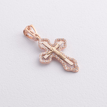 Золотой крестик "Распятие" с фианитами 2092600