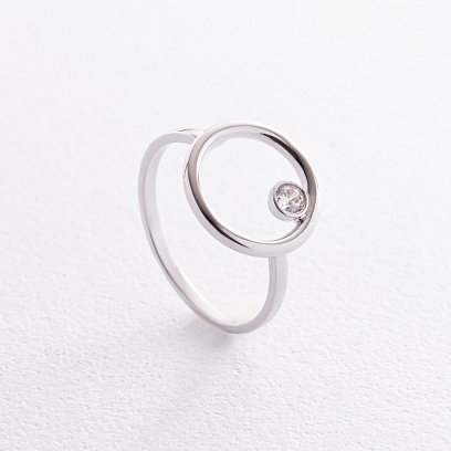 Золотое кольцо "Круговорот" с фианитом к07487