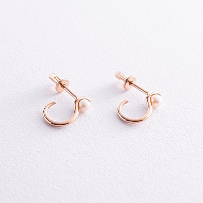 Сережки - пусети "Міранда" в червоному золоті (перли) с07930 №5