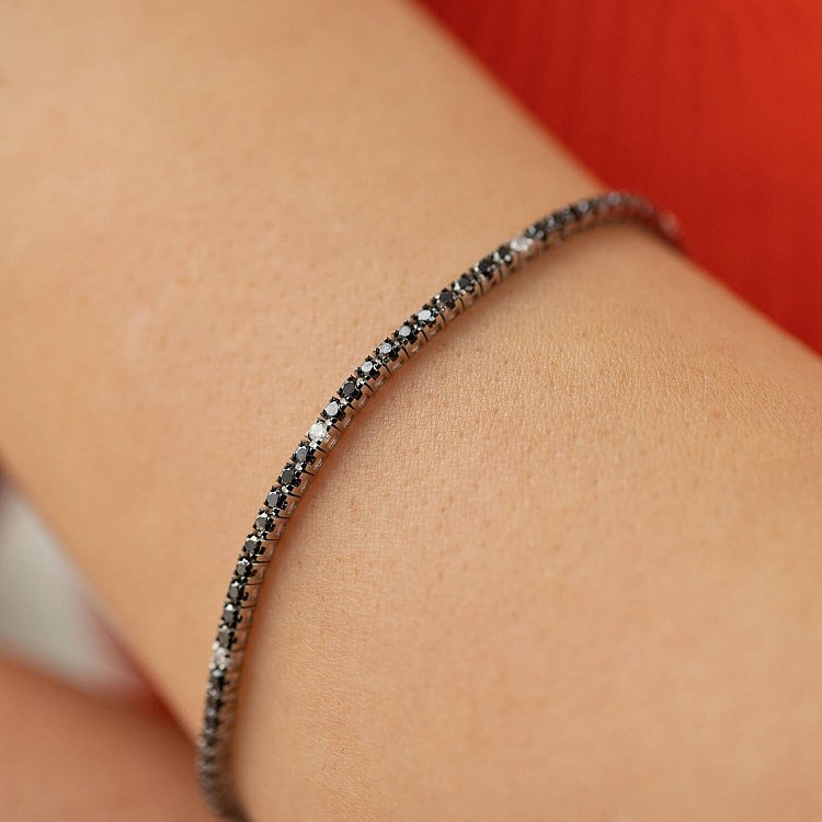 Браслет Теннис в белом золоте с черными и белыми бриллиантами 539261222 - 5 Браслет Теннис в белом золоте с черными и белыми бриллиантами 539261222 от ювелирного магазина Оникс - 5