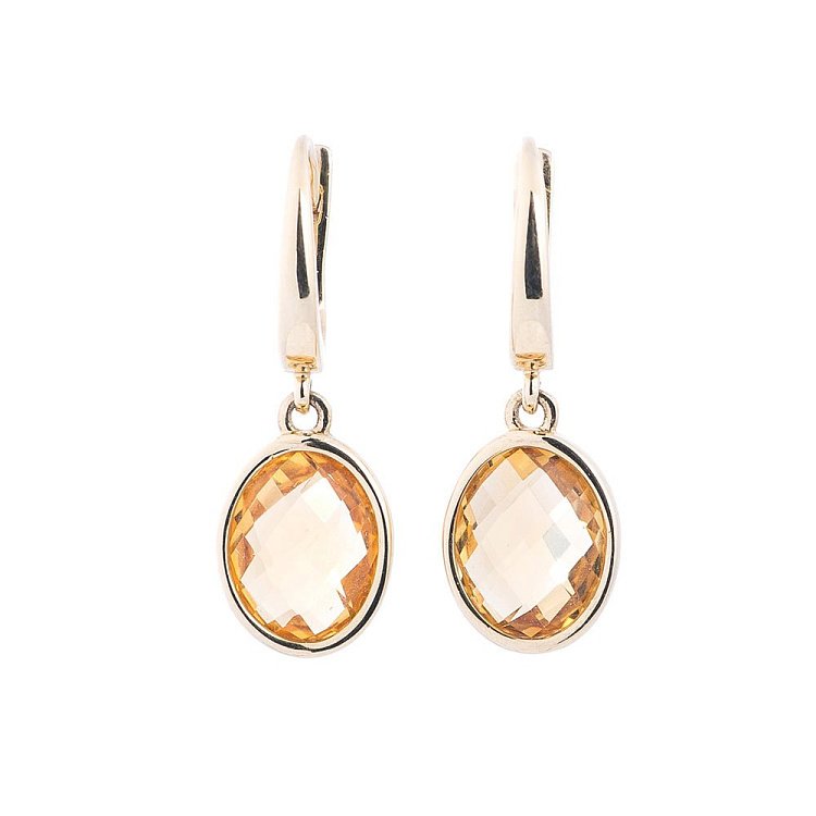 Золотые серьги с цитрином 14048690ц от ювелирного магазина Оникс