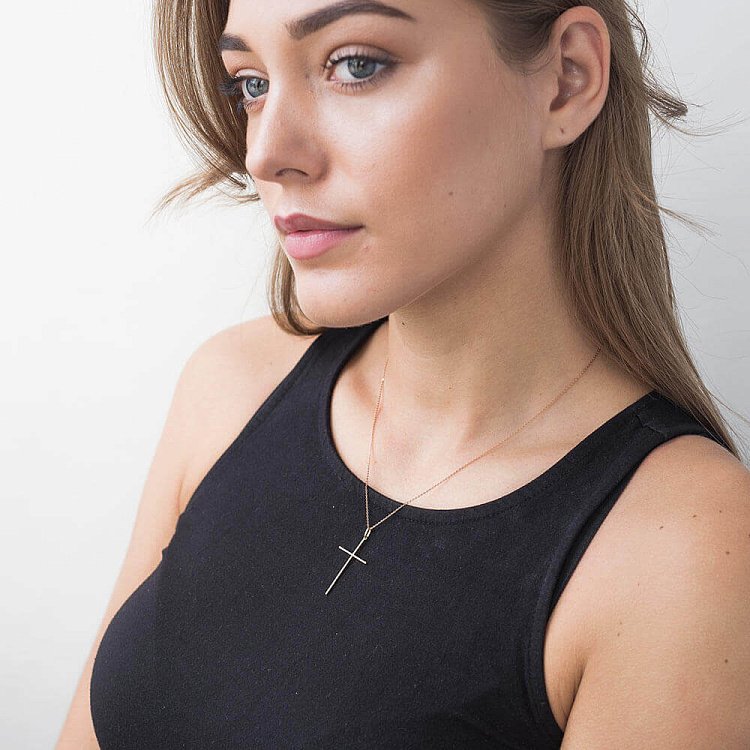 Золотой крестик с бриллиантами пб0076ch от ювелирного магазина Оникс - 2