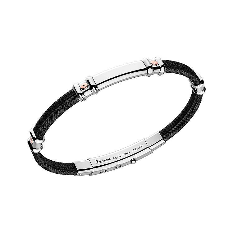 Мужской браслет с серебряной и золотой вставкой Zancan EXB577R-NE от ювелирного магазина Оникс