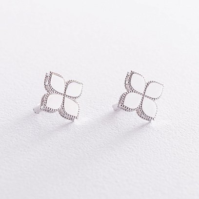 Сережки "Конюшина" в білому золоті с06529