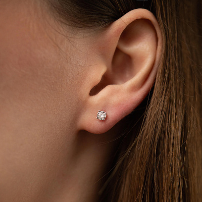 Золоті сережки - пусети "Квіточки" 2 в 1 з діамантами сб0615cha №6