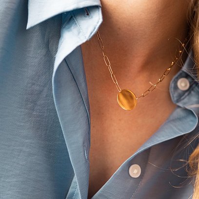 Колье с монеткой для гравировки (желтое золото) кол02394 №13