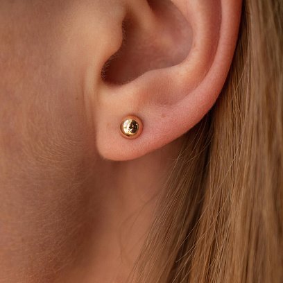 Сережки - пусети "Напівсфера" у червоному золоті (0.5 см) с08310 №2