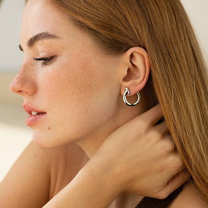 Серьги - пусеты "Evelyn" в белом золоте с08654 №3