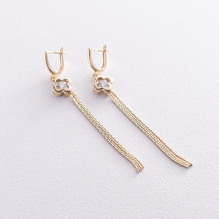 Сережки "Конюшина" в жовтому золоті с07212 від ювелірного магазину Онікс