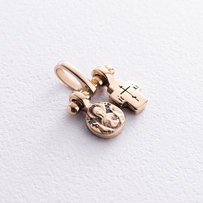 Золотая подвеска c крестиком и ладанкой п03792 №3