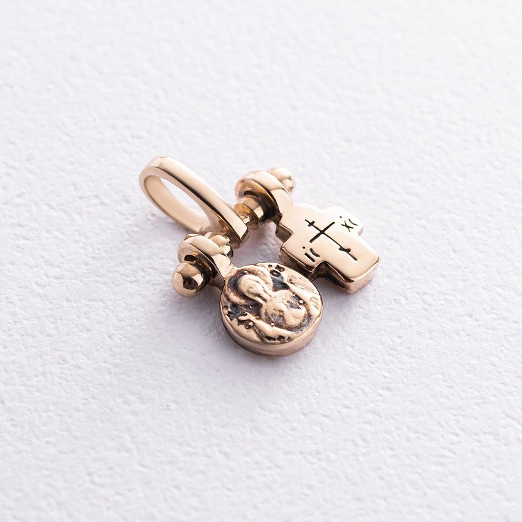 Золотая подвеска c крестиком и ладанкой п03792 от ювелирного магазина Оникс - 2