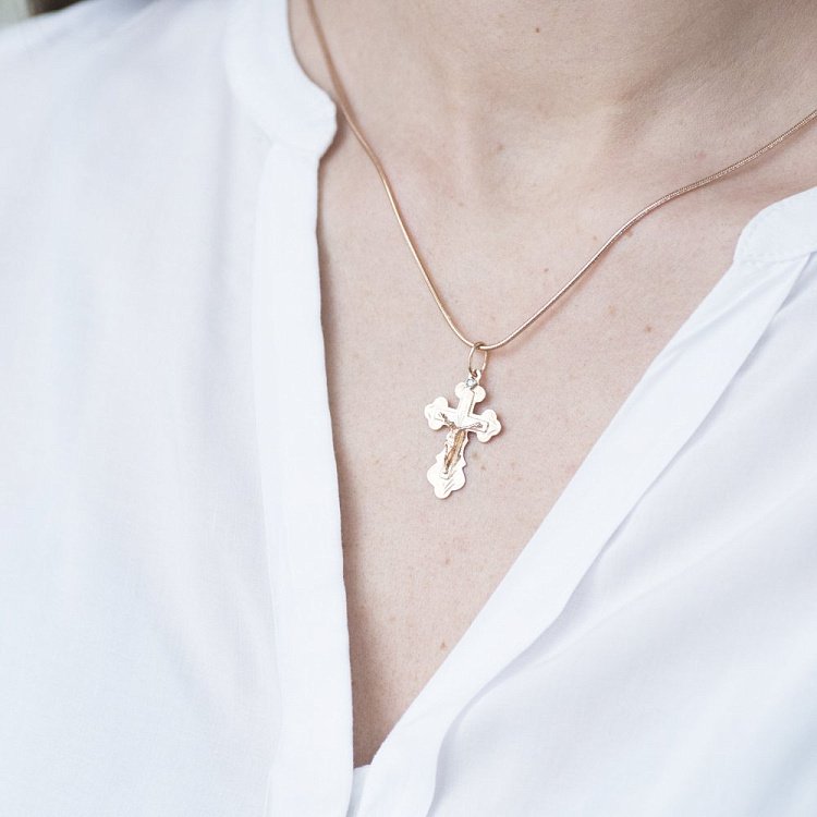 Православний хрестик з фіанітом п02434 від ювелірного магазину Онікс - 2